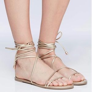 Gold Gladiator Lace Up Sandals (Vegan Leather)